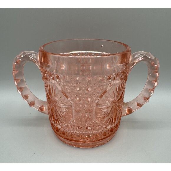 Imperial Glass Sugar Bowl Bright Deep Pink Open Pattern #0671 Button Vintage - Picture 1 of 8